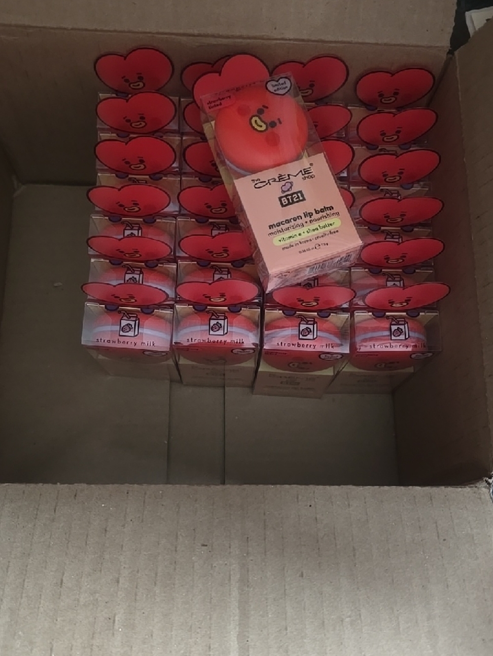 Box OF 25 PIECE SET - Macaron Lip Balm - Red (Strawberry Milk)